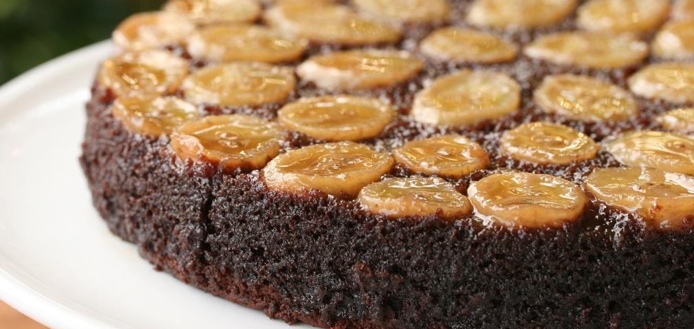 Recipe Chocolate-Caramel-Banana Upside-Down Cake